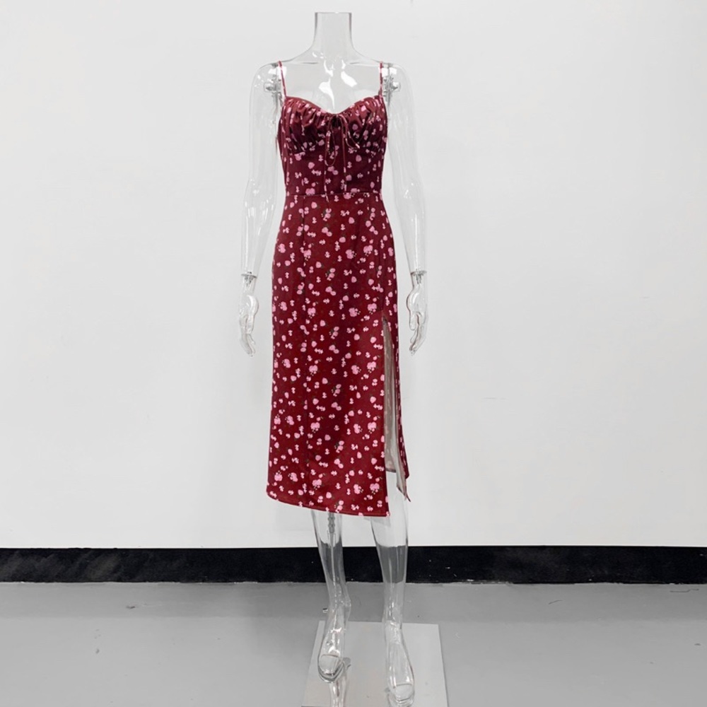 Casual Strapless Split Spaghetti Strap Dress - image 4